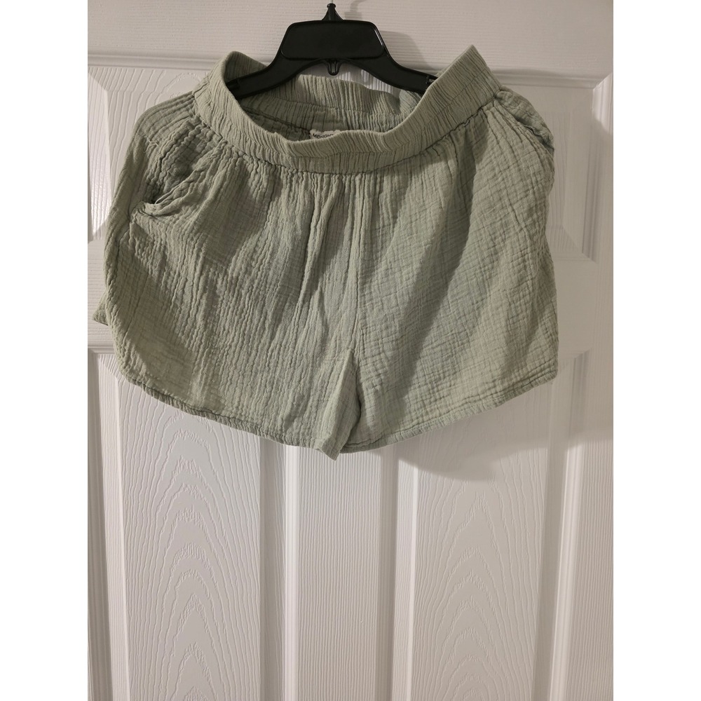 Midnight Sky Shorts Women Large Sage Green Excellent Gauze Cotton Casual Pockets